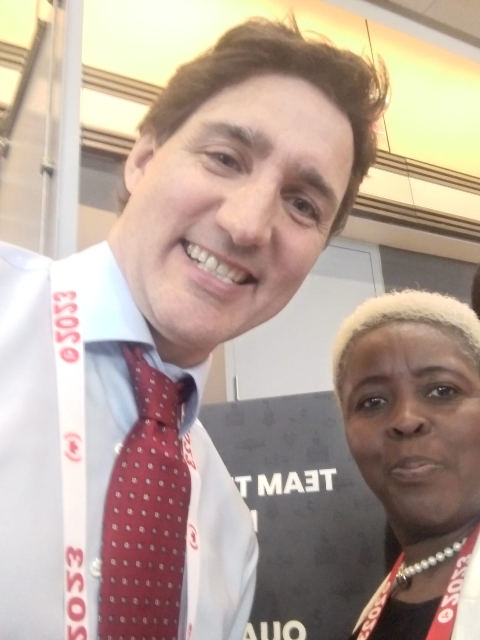 Zainab Mansaray shares a moment with Justin Trudeau, Prime Minister of Canada